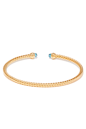 Cablespira Bracelet, 18K Yellow Gold & Blue Topaz
